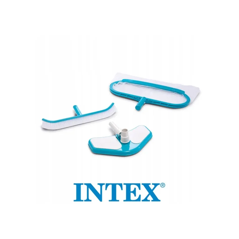 INTEX 29057 medence tisztító szett, merítőháló, porszívófej, kefe, kék-fehér