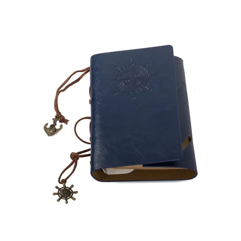 Utazó jegyzetfüzet, vintage napló, 10x15 cm, kék