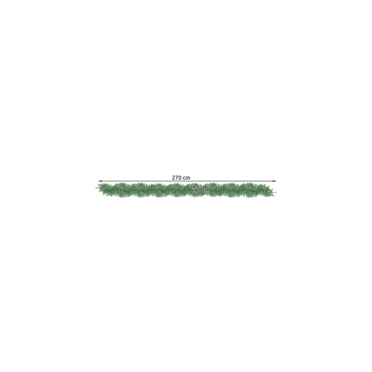 Vastag Karácsonyfadísz Girland 270cm - Prémium Minőségű HQ, Műanyag + Fém, Hajlítható, Kombinálható - Hosszúság: 270 cm, Szélesség: 29 cm, Súly: 1.291 kg