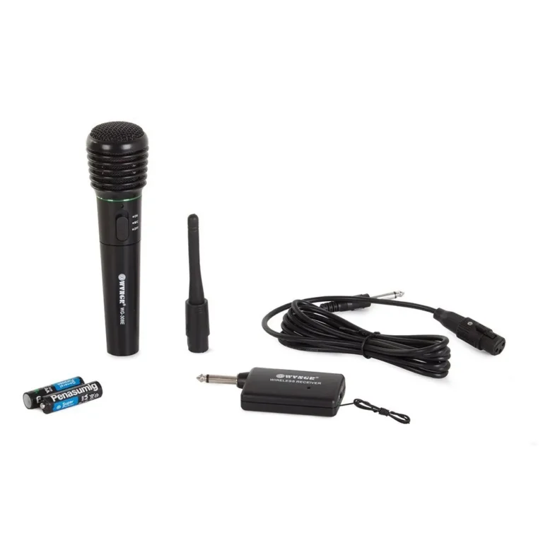 Vezeték nélküli karaoke mikrofon állomással, kábellel, fekete