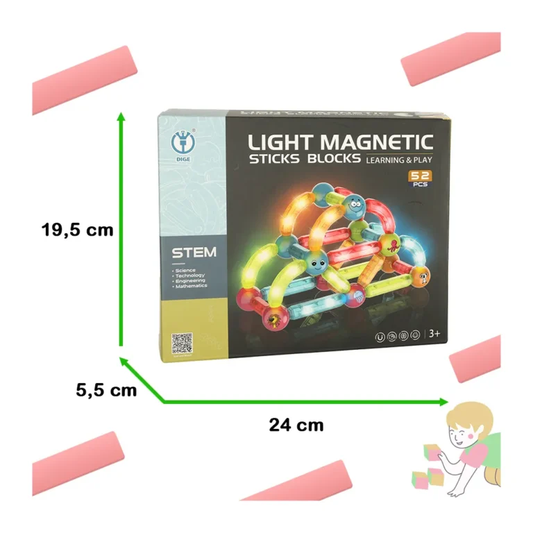 Világító mágneses blokkok kisgyermekeknek 52 elem