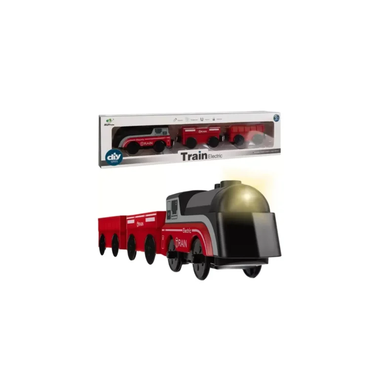 Kruzzel Elektromos mozdony vasúti kocsikkal, piros-fekete