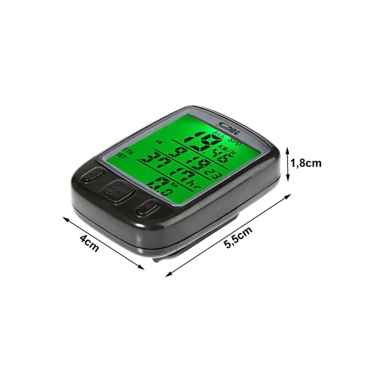 Vízálló kerékpáros sebességmérő 27 funkcióval, zöld LCD kijelzővel, fekete