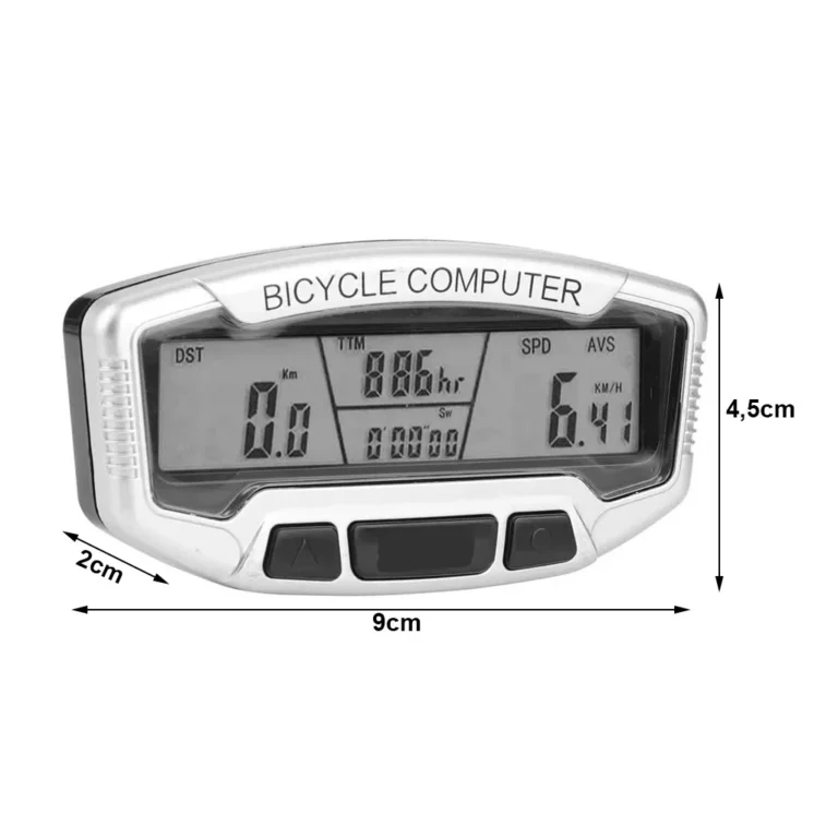 Vízálló kerékpáros sebességmérő 28 funkcióval, kék LCD kijelzővel, szürke