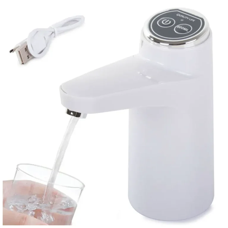 Vízszivattyú, elektromos vízadagoló beépített akkumulátorral,  18,9 literes palackokhoz, USB, fehér