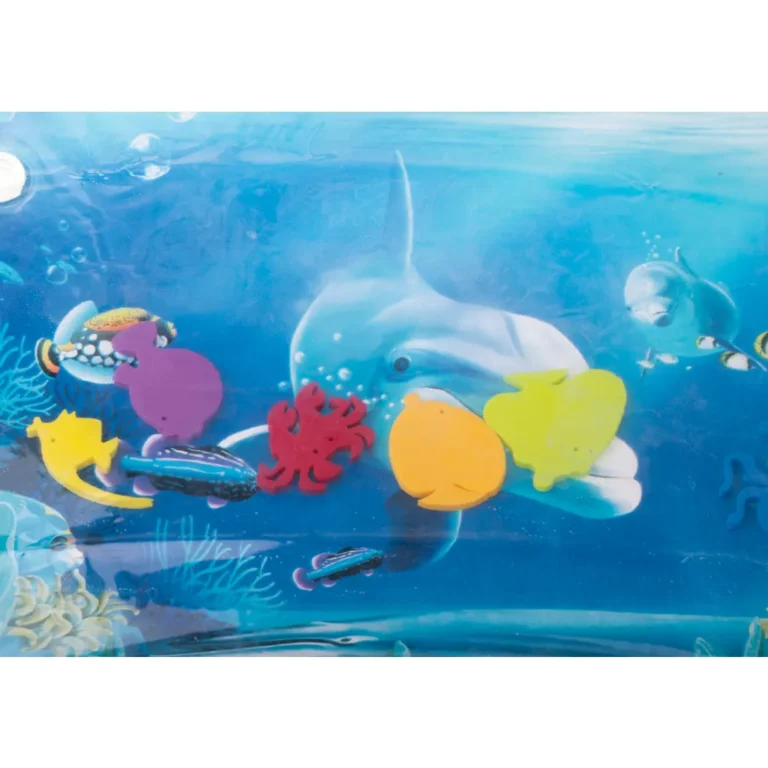 Vízzel tölthető szenzoros interaktív babamatrac, vízi világ 2., 62cm x 45cm x 1.5cm
