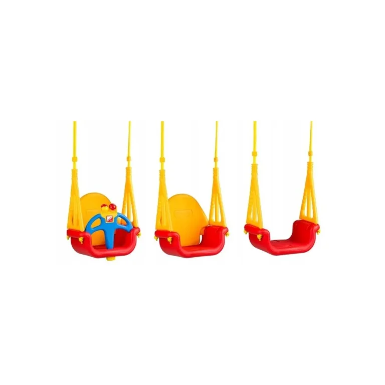 3 az 1-ben kerti gyerekhinta levehető háttámlával és előlappal, 37x50x30 cm, piros-kék-sárga