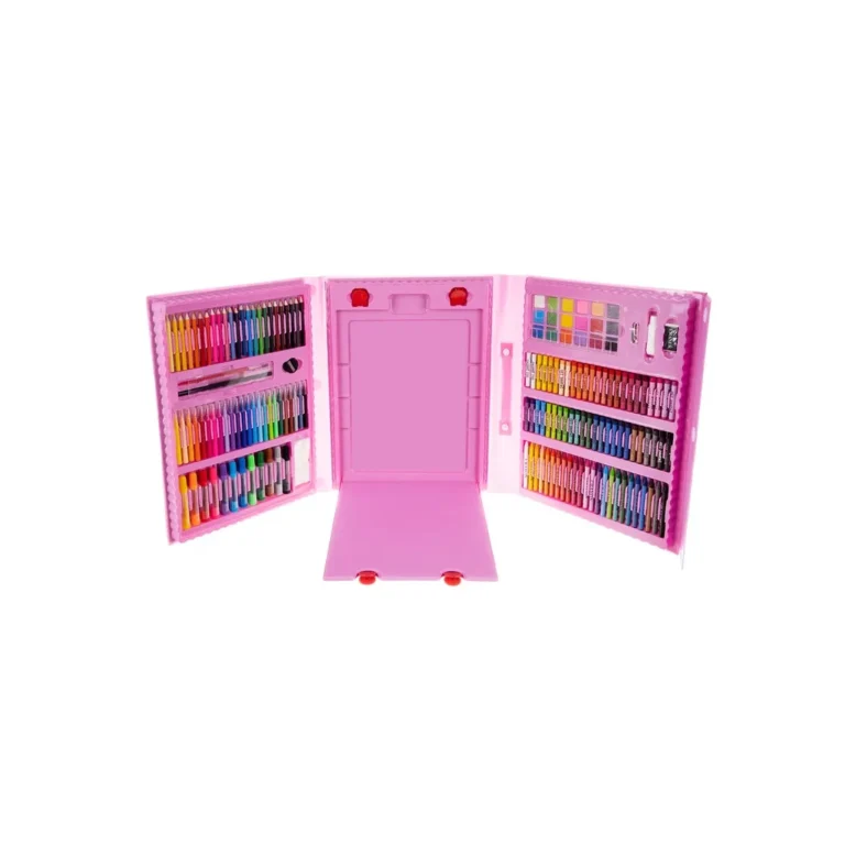 XXL Festő- és rajzkészlet gyerekeknek bőröndben, rózsaszín, 208 elem, 31x41x5cm