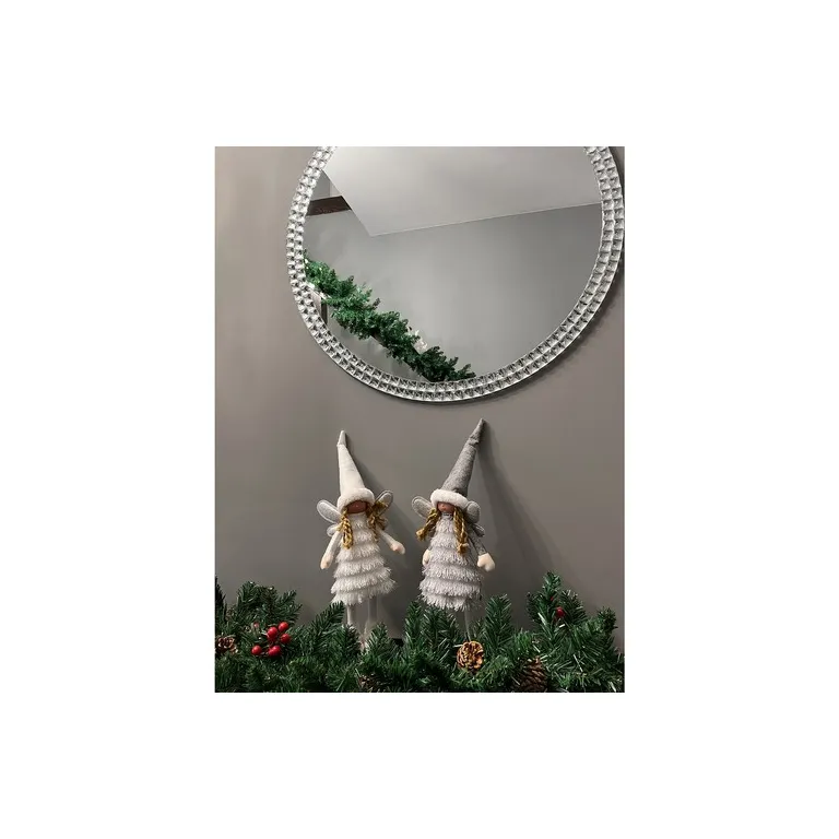 Karácsonyi Dekoráció: Tündér / Angyal / Manó (Fehér, Szürke, Ezüst, Műanyag, Poliészter, 40 x 14 x 9 cm, 181 g)