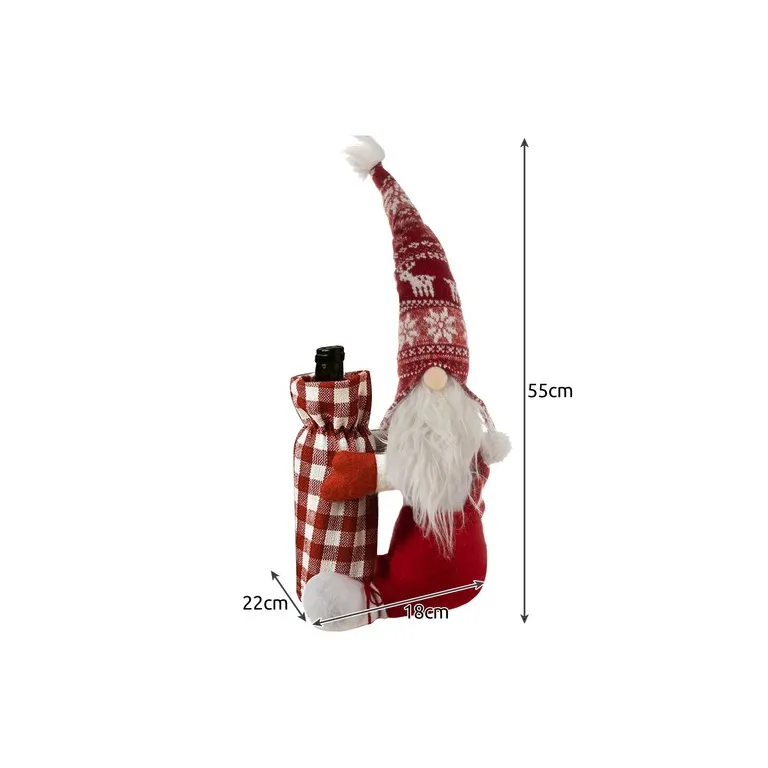 Ruhhy Karácsonyi Manós Palackhuzat : Fehér, Piros, Poliészter, 55 x 18 x 22 cm, 196 g
