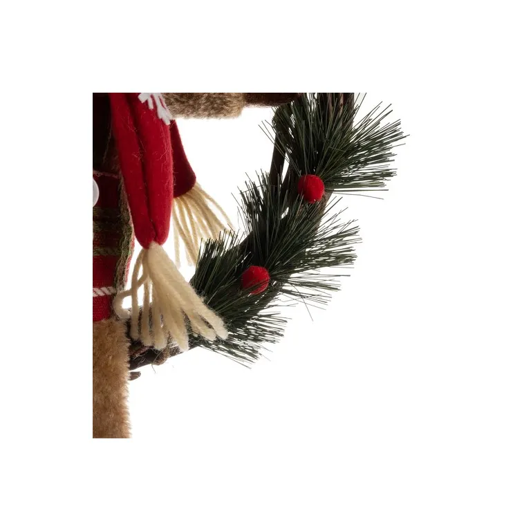 Karácsonyi Koszorú Az Ajtóra - A Rendíves Díszítéssel, Barna, Piros, Zöld Színben (15 x 31 x 60 cm, 340 g)