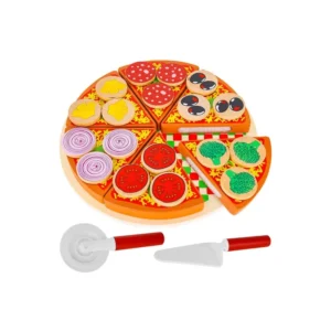 Velcro-s Fából Készült Pizza és Vágókés Szett