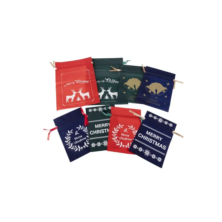 Karácsonyfa Alá Való Dekoratív Ajándéktáskák, zsákok - 8 darabos Készlet