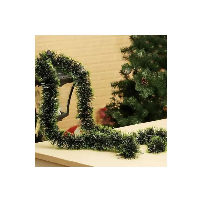 Hosszú és Dús Karácsonyfa Girland / Karácsonyfa Lánc 6 Méter / 15 cm Zöld