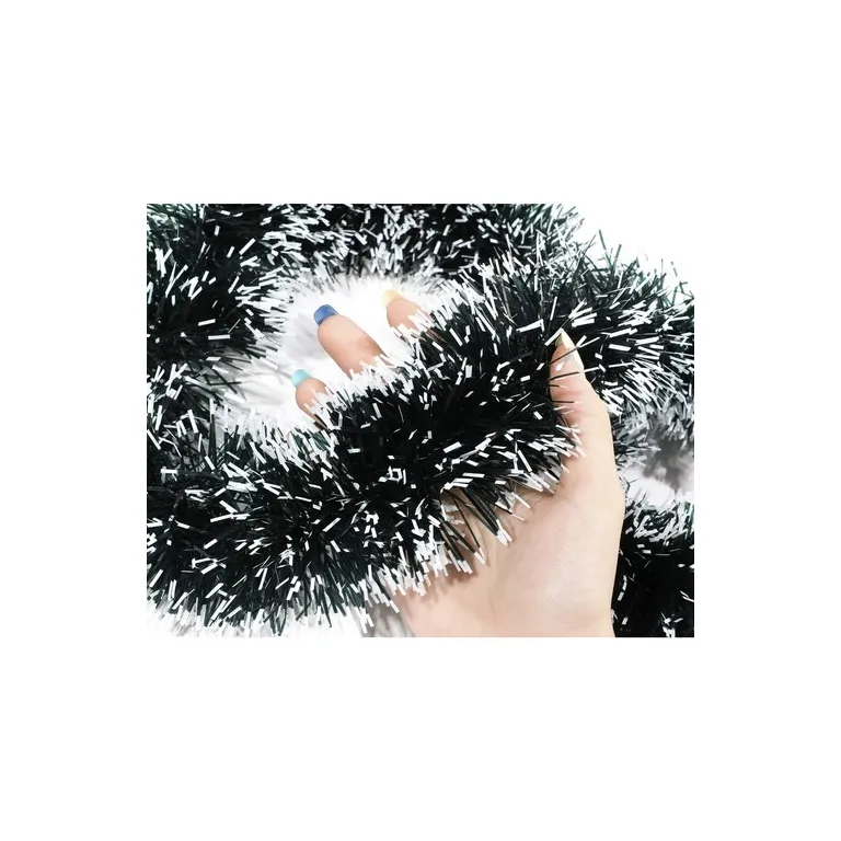 Hosszú és Vastag Karácsonyfa Girland / Karácsonyfa Lánc 6 Méter / 15 cm Fehér Zöld