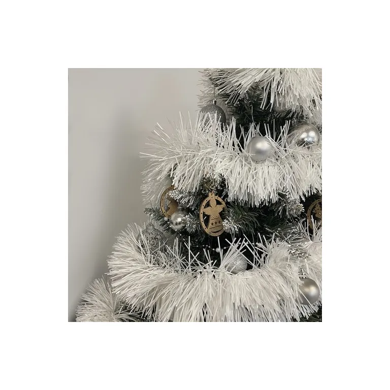 Hosszú és Vastag Karácsonyfa Girland / Karácsonyfa Lánc 6 Méter / 15 cm Fehér
