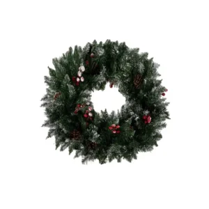 Karácsonyi Krém Színű Koszorú Hóval Díszítve