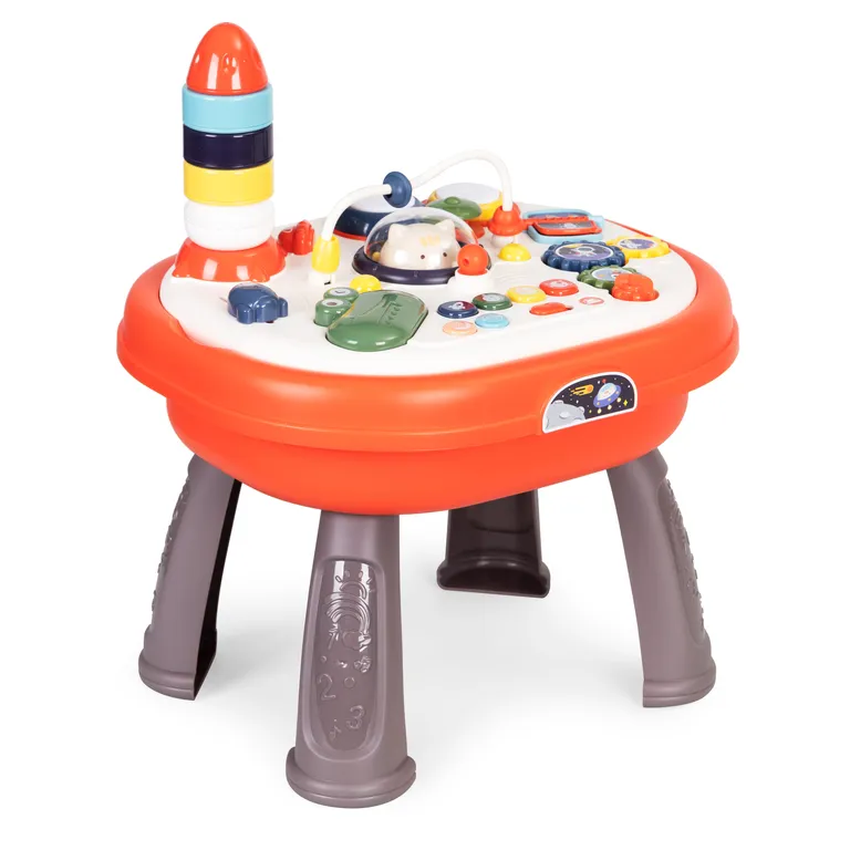 Iinteraktív zenélő babaasztal hangokkal, tárolóval, színes, műanyag, 46x36x31 cm