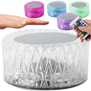 Kristály Asztali Éjjeli Lámpa, LED RGB, USB, Távirányítóval