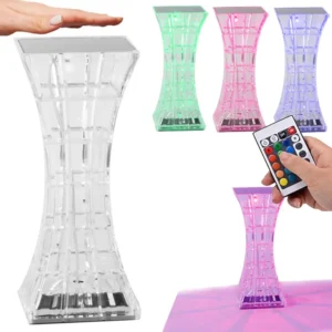 Kristály Asztali Éjjeli Lámpa, LED RGB, USB, Távirányítóval