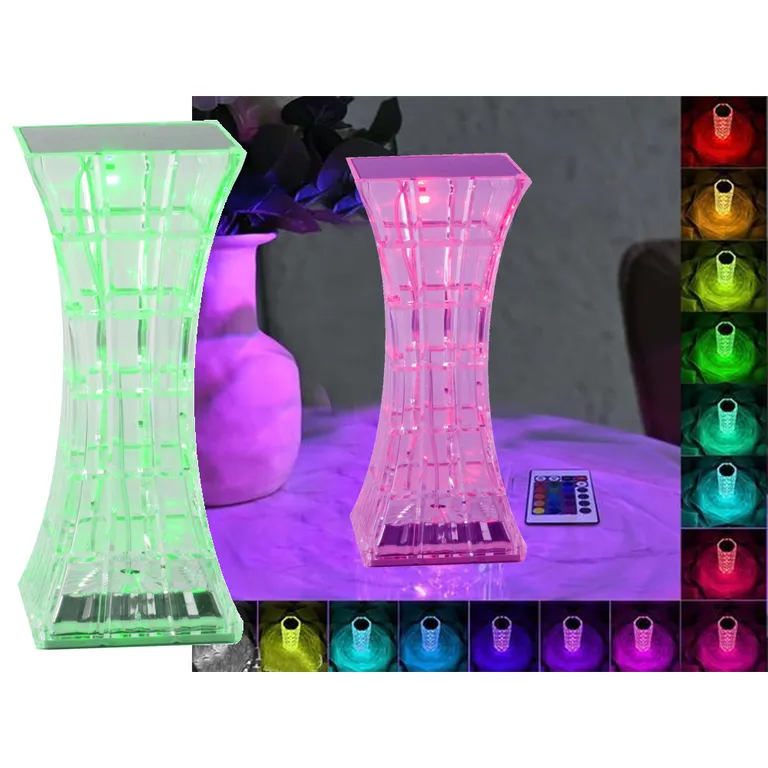Kristály Asztali Éjjeli Lámpa, LED RGB, USB, Távirányítóval