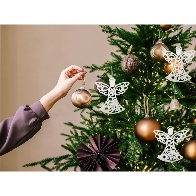 Glitteres Angyal Karácsonyfa Medálok, 3 darab