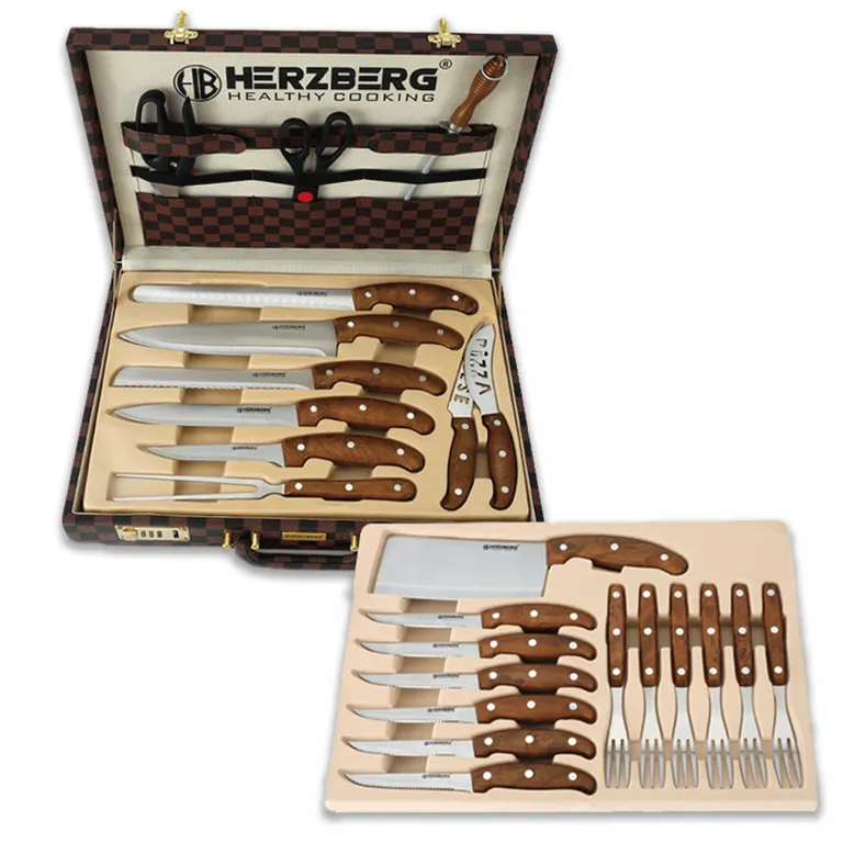 Herzberg 25 darabos kés- és evőeszközkészlet tárolótokkal (HG-K25LB)