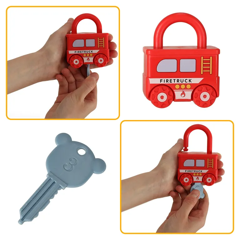 Oktatási játék kirakós autó blokkok lakatok érzékszervi játék Montessori