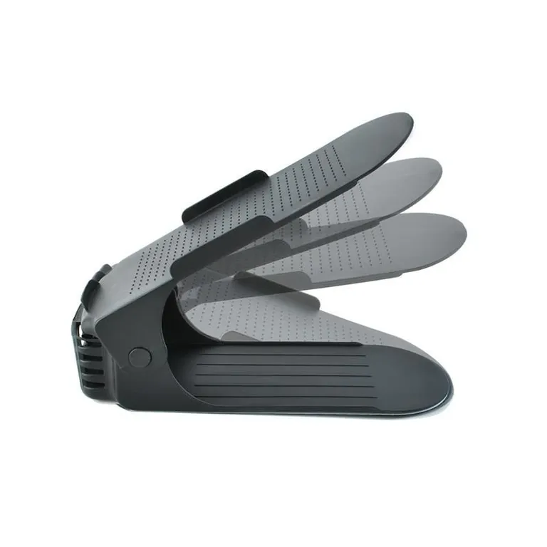 Állítható cipőtartó, rendszerező 1 pár cipőhöz, 26x10x11-18cm, fekete