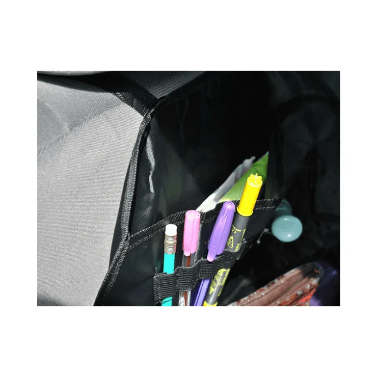 Autóülésre akasztható tároló zsebekkel, fekete,  36,5 cmx57 cm