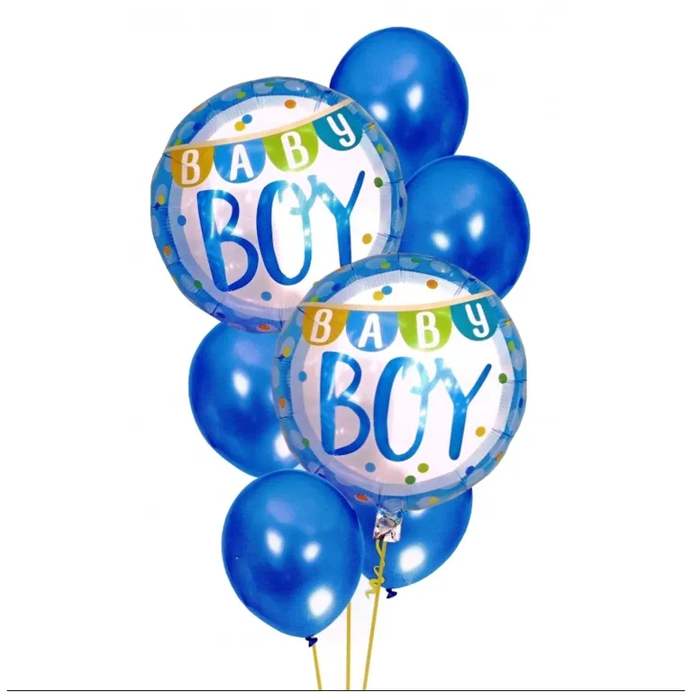 "Baby Boy" születésnapi/babaköszöntő lufi készlet, fiús dekoráció, 7db, 30-46cm