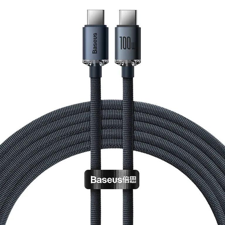 Baseus Crystal Shine kábel USB-C USB-C-re, 100W, 1,2m (fekete)