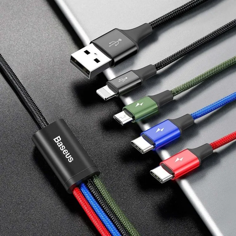 Baseus Fast USB kábel 4in1 2xUSB-C / Lightning / Micro 3,5A 1,2m - Fekete