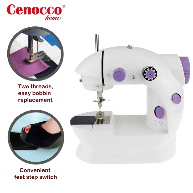 Cenocco Mini varrógép kiegészítőkkel, ABS/acél, fehér-lila