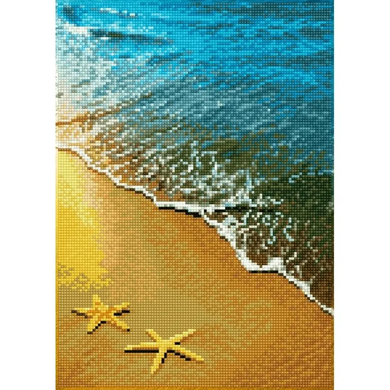 Diamond Dotz - gyémántfestő kép, tengerpart tengericsillagokkal