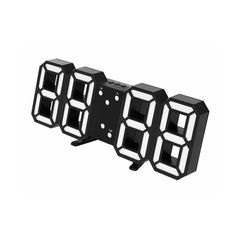 Digitális óra LED világítással, hőmérő/naptár/ébresztő funkcióval, 12/24h, 22,5x9,2 cm