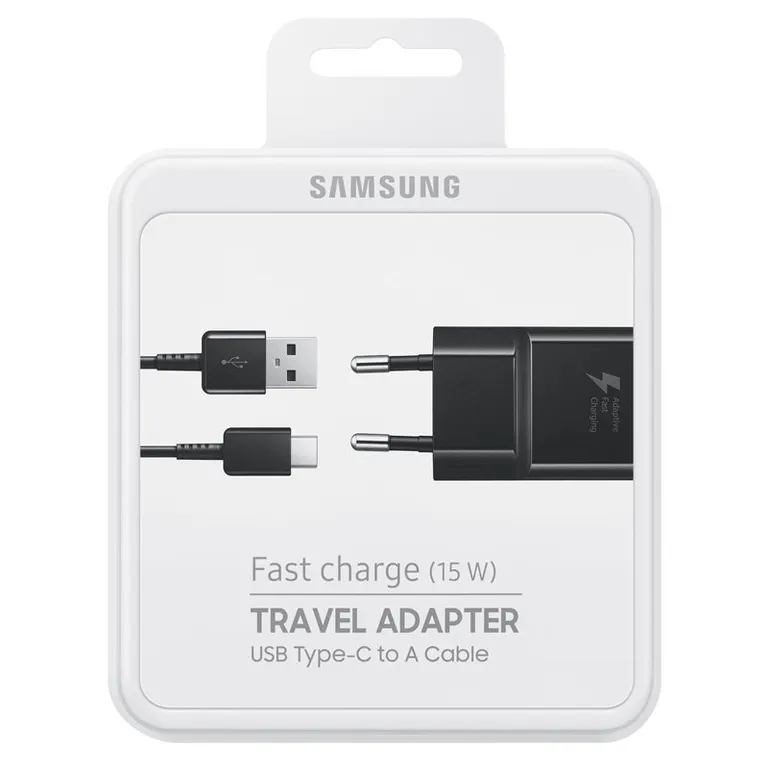 EP-TA20EBE + EP-DG950CBE Samsung 15W-os utazási töltő + USB-C adatkábel Fekete