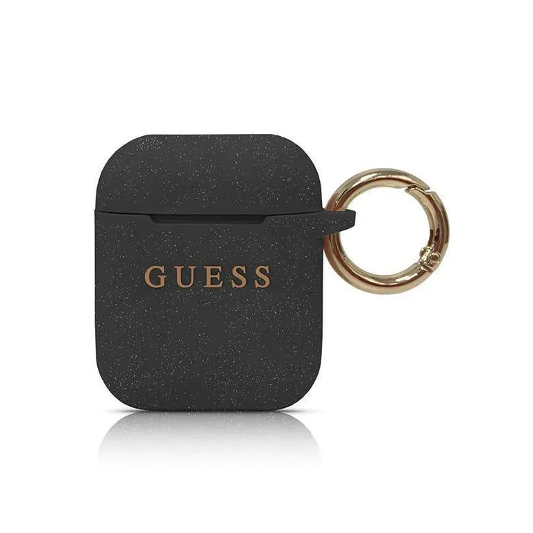 Eredeti Apple Airpods Guess Silicone Glitter (guacccsilglbk) fekete tok