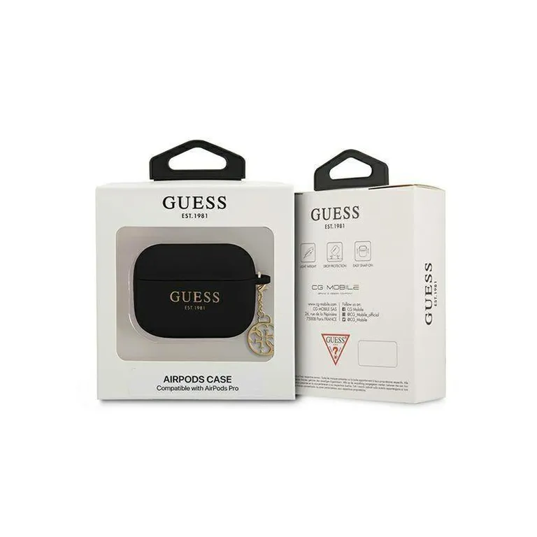 Eredeti Apple Airpods Pro Guess Silicone Charm 4G Collection (Guaplsc4ek) Fekete tok