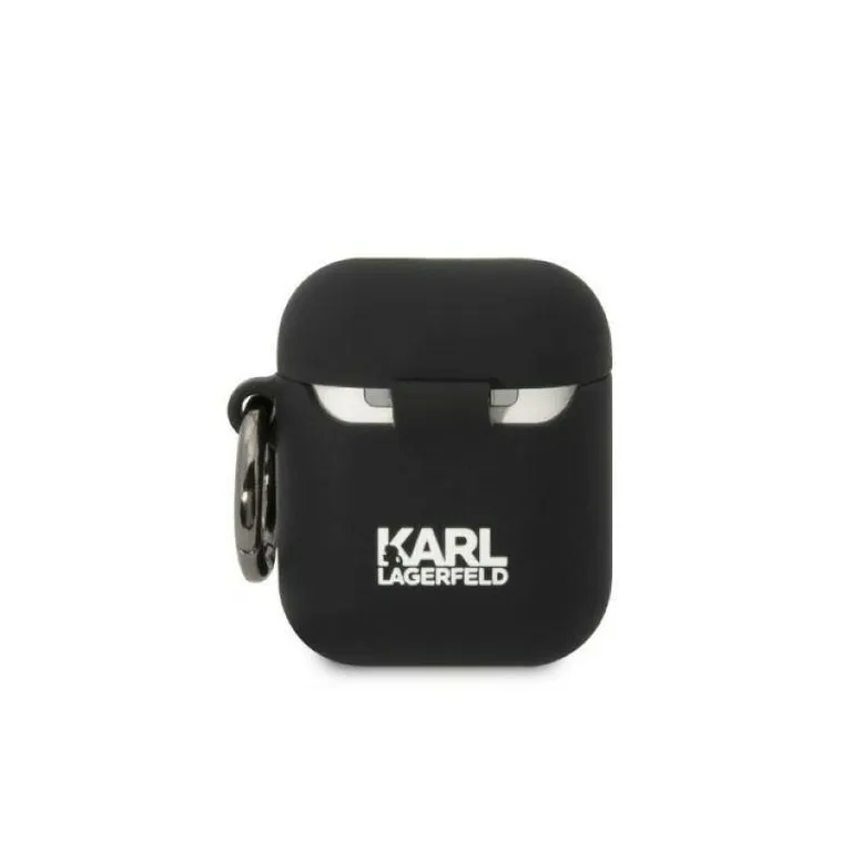 Eredeti Apple Airpods tok Karl Lagerfeld Szilikon Karl & Choupette (KLACA2SILKCK) Fekete