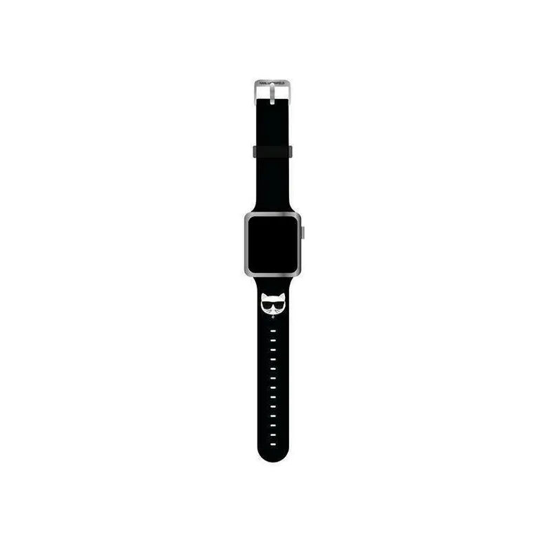 Eredeti Apple Watch 42/44/45 mm -es tok Karl Lagerfeld Strap Silicone Chupette Heads (KLWLSLCK) Fekete