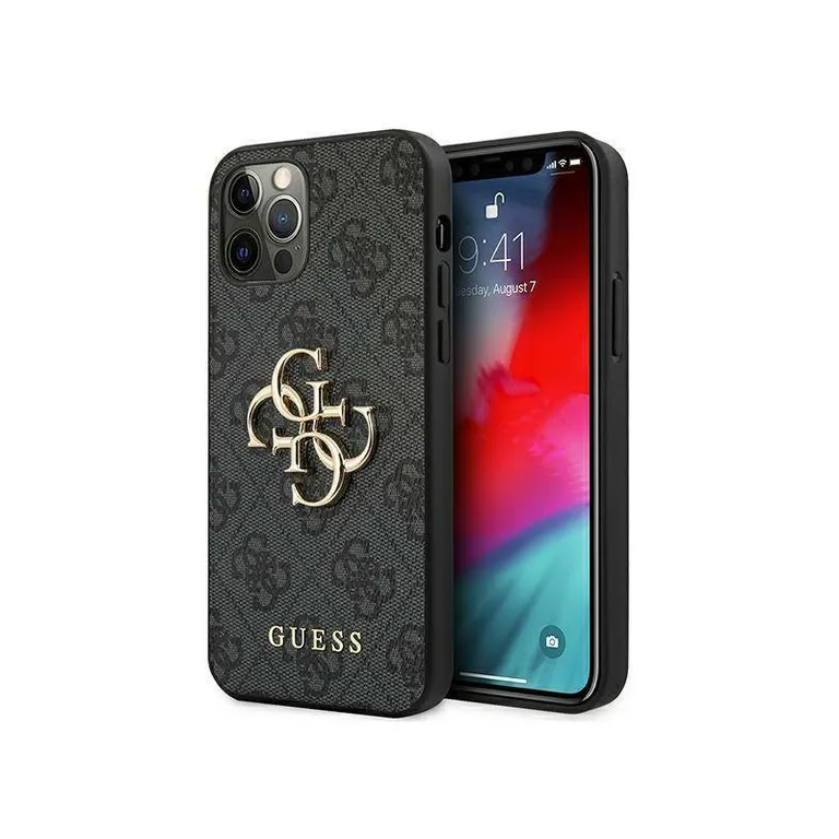 Eredeti eset iPhone 12 Pro Max Guess Hardcase 4G Big Metal logó (GUHCP12L4GGRG) Szürke