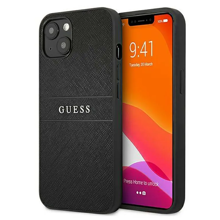 Eredeti eset iPhone 13 6.1 "Guess Hardcase Saffiano Strap GUHCP13MPSASBBK Black