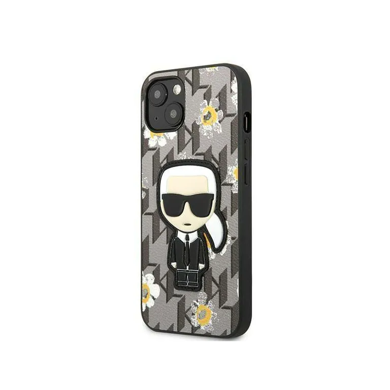 Eredeti eset iPhone 13 Karl Lagerfeld virág ikonik karl (KLHCP13MPMnifif1) Szürke