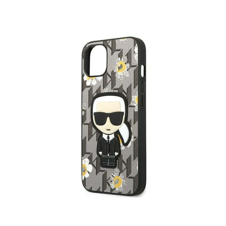 Eredeti eset iPhone 13 Karl Lagerfeld virág ikonik karl (KLHCP13MPMnifif1) Szürke