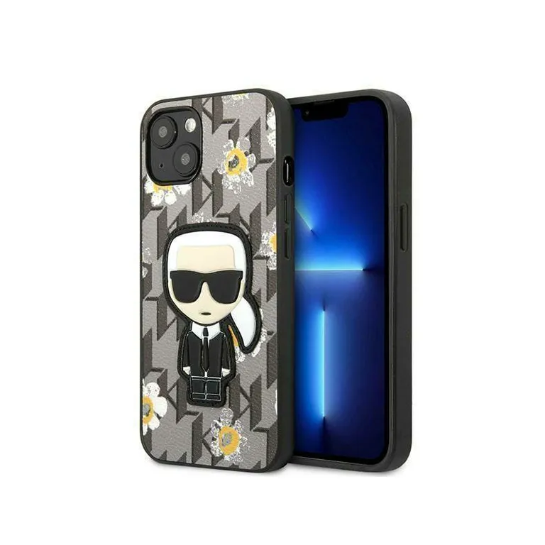 Eredeti eset iPhone 13 Karl Lagerfeld virág ikonik karl (KLHCP13MPMnifif1) Szürke