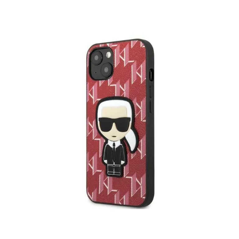 Eredeti eset iPhone 13 Mini Karl Lagerfeld Hardcase Monogram Iconik Patch piros