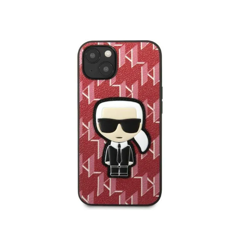Eredeti eset iPhone 13 Mini Karl Lagerfeld Hardcase Monogram Iconik Patch piros