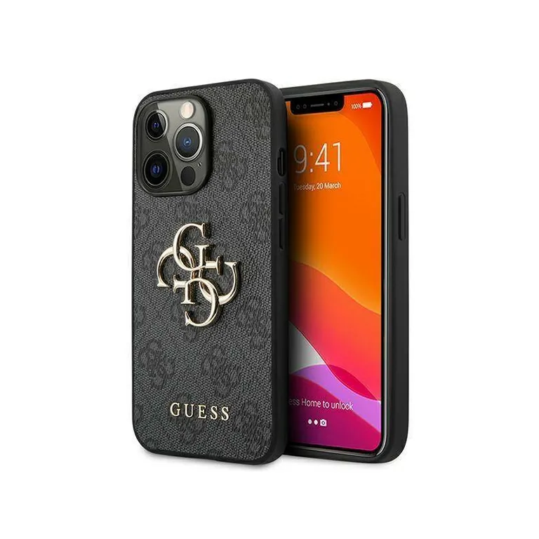 Eredeti eset iPhone 13 Pro Guess Hardcase 4G Big Metal logó (GUHCP13L4G4GGRG) Szürke