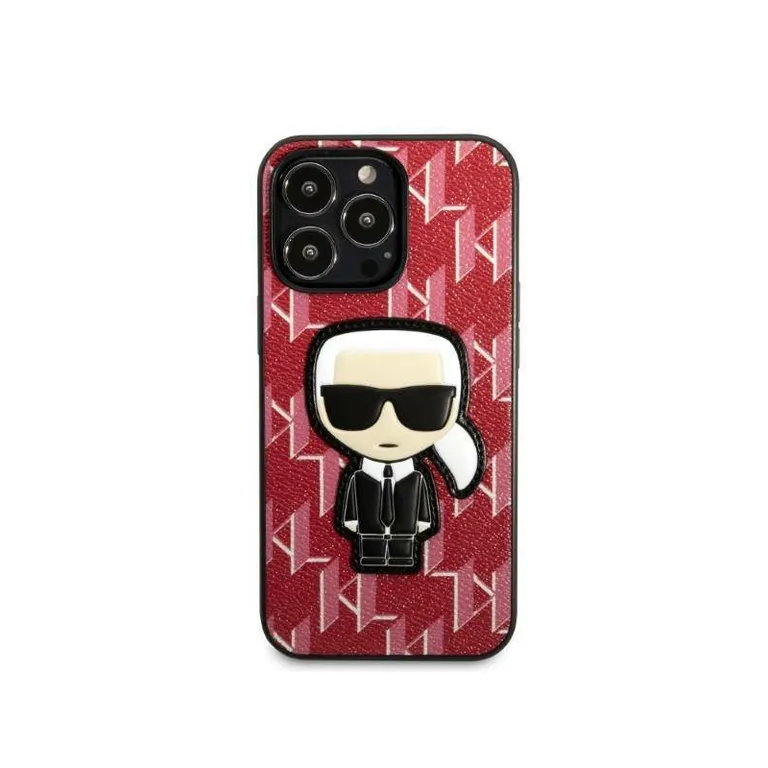 Eredeti eset iPhone 13 Pro Karl Lagerfeld Hardcase Monogram Iconik Patch piros